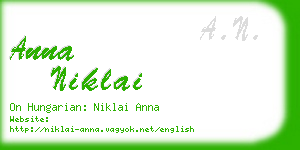 anna niklai business card